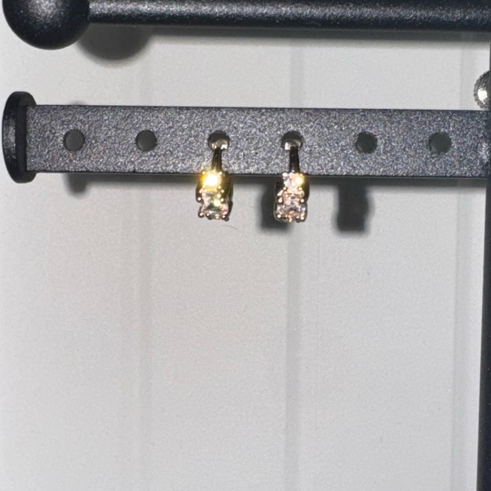 NWOT Unbranded Small Gold Hoops with 3 Clear Stones